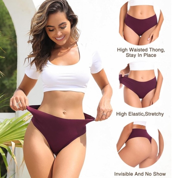 Wealurre High Waisted Seamless Breathable No Show Thongs/Panties 6 Pack | NEW!🖤 - Picture 2 of 9